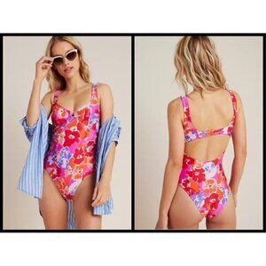 💕L*SPACE💕 Nicolette One Piece Classic Swimsuit Super Bloom Floral Print 6 NWT